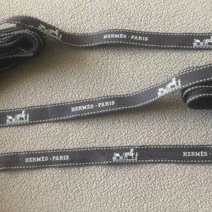 New Hermes Paris Ribbon Logo Gift Wrap Brown White Long grosgrain fabric horse